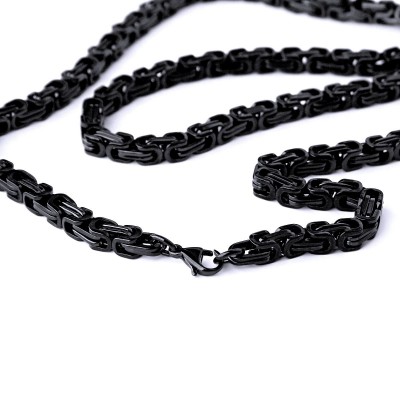 Ocelový náhrdelník - Královská vazba / Černá  5 mm (V021)