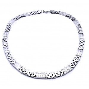 Ocelový náhrdelník - Vazba 1,1 cm / Vzorované Segmenty (9031)