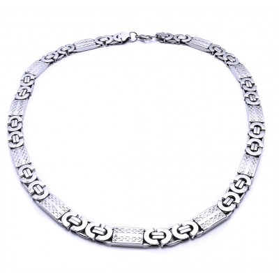 Ocelový náhrdelník - Vazba 1,1 cm / Vzorované Segmenty (9031)