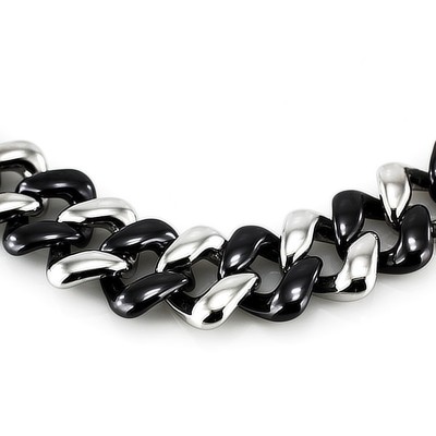 Ocelový Náhrdelník - Černá Keramika / Steel / Ceramic Black (6430)