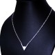 Ocelový náhrdelník - V / bílý kámen (70058)