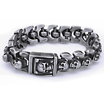 Ocelový Náramek - Lebky / Skulls HRG Style (026)