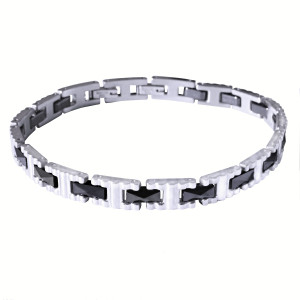 Ocelový náramek - Elegant /Ocel / Černá Keramika (V025)