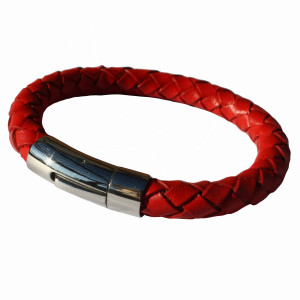 OCELOVÝ NÁRAMEK - OCEL / Červená Kůže (202501)