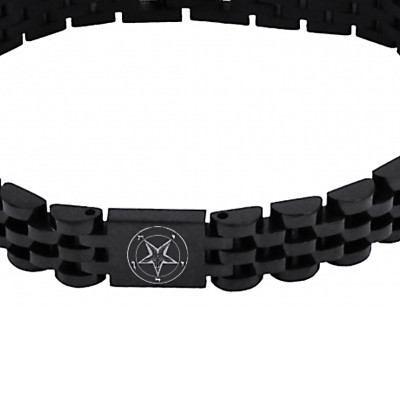 Ocelový náramek - Černý / Black / Baphomet 