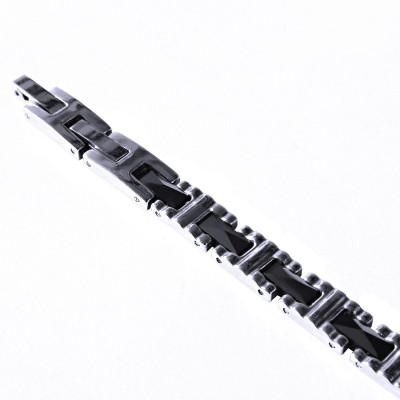 Ocelový náramek - Elegant /Ocel / Černá Keramika (V025)