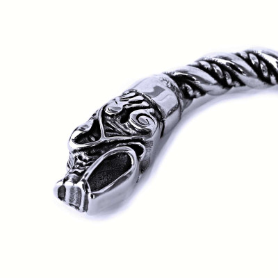 Ocelový náramek - Dračí hlavy / Dragon heads / Torque / Pagan V020