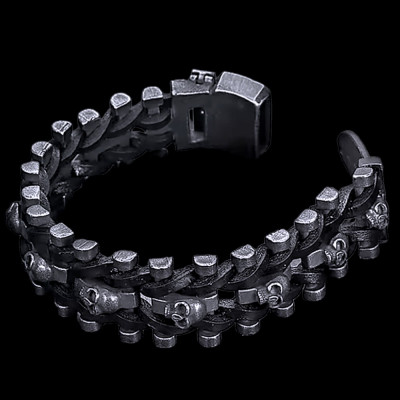 Ocelový náramek - Massive / Skulls / Leather (2026)
