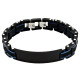 Ocelový náramek - Černý / Black / Blue / Destička (4453601)