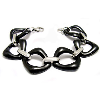 Ocelový náramek - Černá Keramika / Ceramic Black 234735