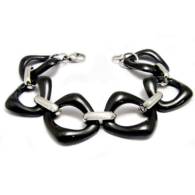 Ocelový náramek - Černá Keramika / Ceramic Black 234735