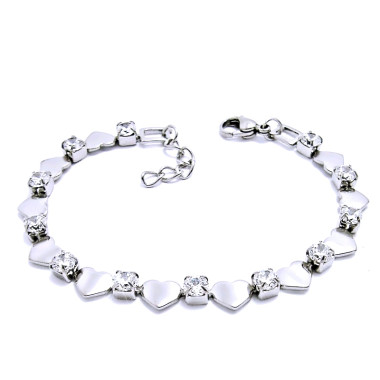 Ocelový náramek - Srdce s kamínky / Hearts / Stones 234793
