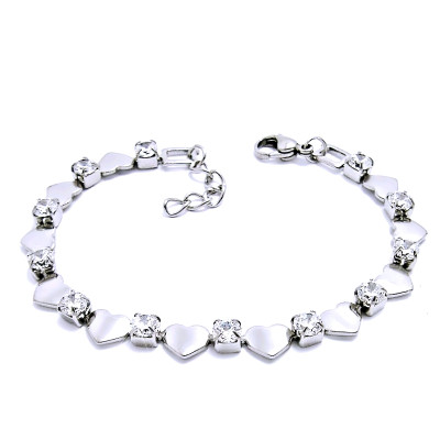 Ocelový náramek - Srdce s kamínky / Hearts / Stones 234793