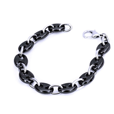 Ocelový Náramek - Černá Keramika / Coffee / Black 5386