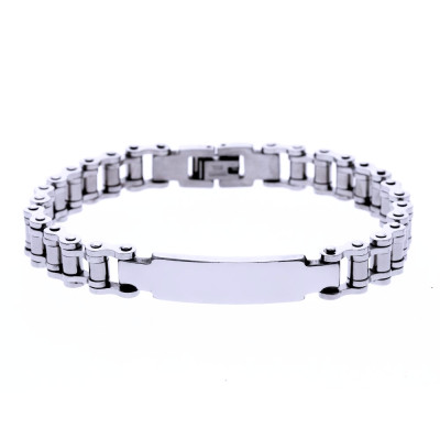 Ocelový náramek - R - Chain / Destička (8168)