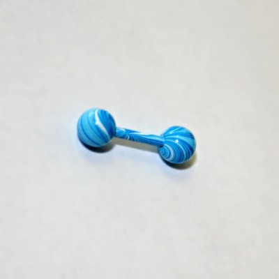 Ocelový barbel - Blue/white balls 001 (1,2 mm x 5mm - 4 mm balls)