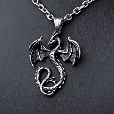 Ocelový přívěsek - Drak / Dragon V018