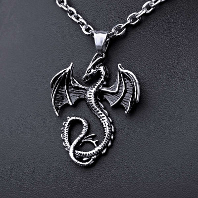 Ocelový přívěsek - Drak / Dragon V018