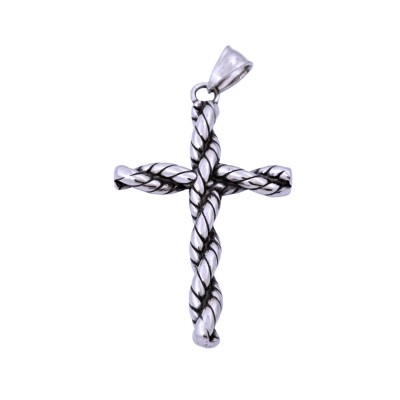 Ocelový přívěsek - Kříž / Cross / Točený (42695)