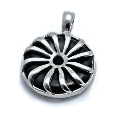 OCELOVÝ PŘÍVĚSEK - Kruh / Black / Stone / Sun (3761)
