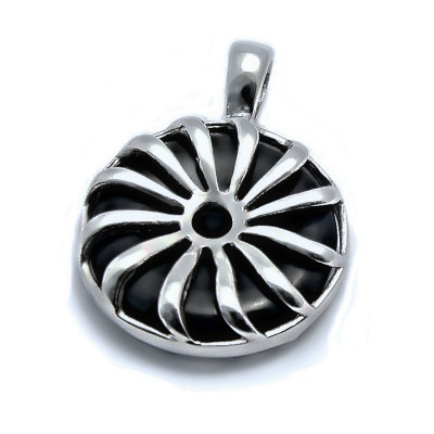 OCELOVÝ PŘÍVĚSEK - Kruh / Black / Stone / Sun (3761)