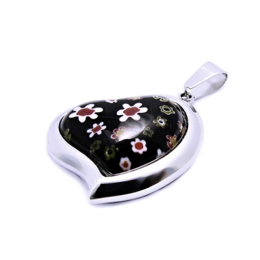 Ocelový přívěsek EXEED - Heart / Black Fimo (3493)