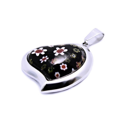Ocelový přívěsek EXEED - Heart / Black Fimo (3493)