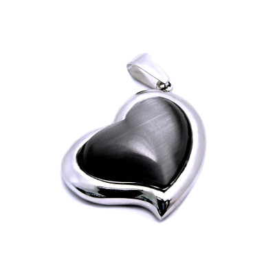 Ocelový přívěsek EXEED - Srdce / Black Heart / Pearl (3443)