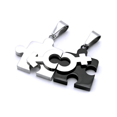Ocelový přívěsek - Lámací puzzle pro dva (40476)