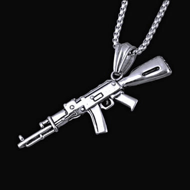 Ocelový přívěsek - Samopal AK47 (026)