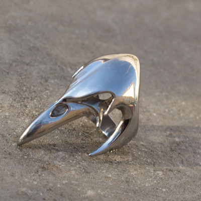 Ocelový prsten Crow - Skull