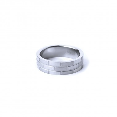 Ocelový prsten - Cihlový vzor / Mat / Lesk ( 021)