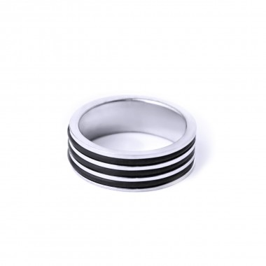 Ocelový prsten - Lesk / Rubber / Black line 3