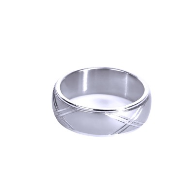 Ocelový prsten - XX lines / Mat / Lesk (021)