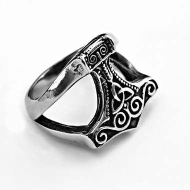 Ocelový prsten - Thorovo Kladivo Mjolnir / Thor´s Hammer (015)