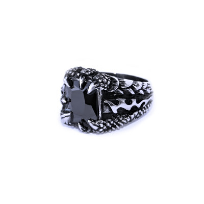 Ocelový prsten - Dračí pařát / Černý kámen / Dragon Claw / Black Stone 2020