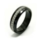 Ocelový prsten - Ceramic Black / Stones (6143)