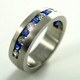 Ocelový prsten EXEED - Modré a Bílé Kameny / Matt (2653)