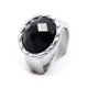 Ocelový prsten EXEED - Černý kámen / black stone / circle (3544)