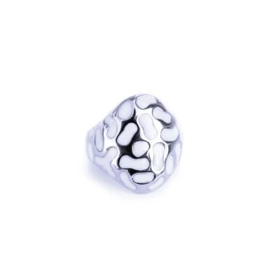 Ocelový prsten - Exeed bílá mozaika / White (3471)