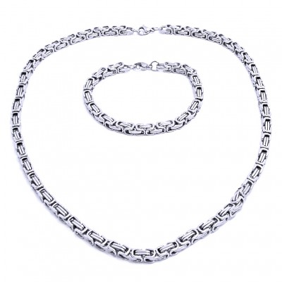 Ocelový náhrdelník + náramek Královská Vazba 0,4 cm / shiny (7570)