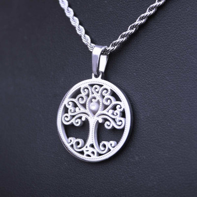 Ocelový přívěsek - Strom Života / Crystal / Swarovski Elements + Řetízek Twist (50cm) 