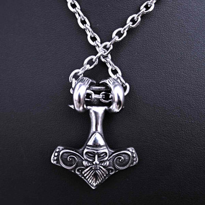 Ocelový přívěsek + Řetízek - Thorovo Kladivo / Mjolnir / Kozel / Thor (019)