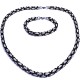 Ocelový náhrdelník + náramek - Královská Vazba 0,6 cm / shiny / Black (9629)