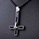 Ocelový Přívěsek s Řetízkem -  Obrácený kříž / Black / upside down cross 10