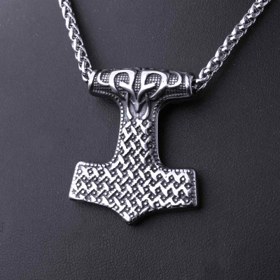 Ocelový přívěsek + Řetízek - Thorovo Kladivo / Mjolnir / Replica (2021)