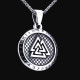Ocelový Přívěsek + Řetízek - Valknut Amulet / Futhark runy  (026)