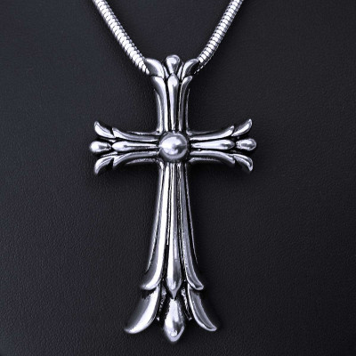 Ocelový přívěsek + Řetízek Hádě / Kříž / Lesk / Gothic Cross (6910)