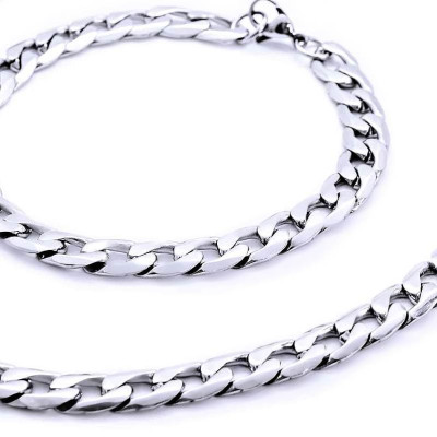 Ocelový Náhrdelník + Náramek Panzer 0,7 cm (9925)
