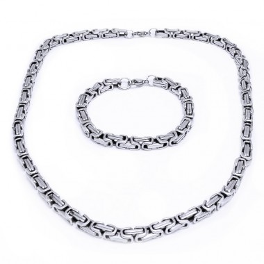 Ocelový náhrdelník + náramek Vazba / Kings chain 6 mm